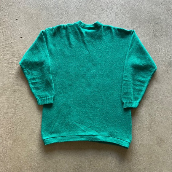 Vintage 90s Nan Dorsey Geometric Sweater Size Medium Green USA Made Pullover - Picture 4 of 5